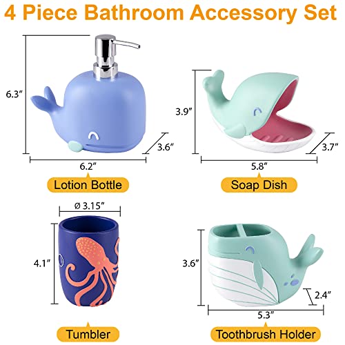 Allure Home Creation Whales 4-Piece Resin Bath Accessory Set