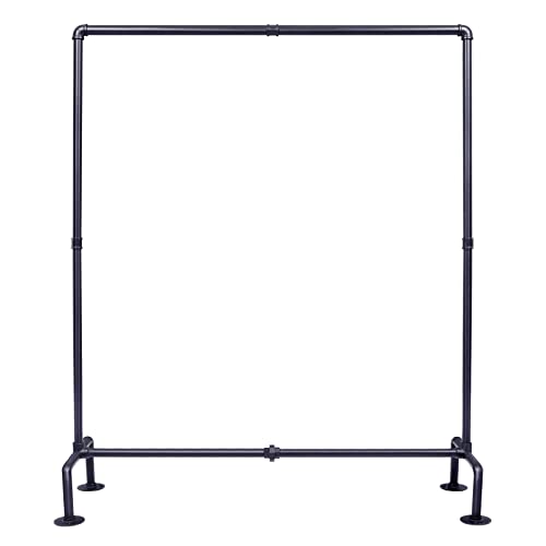 OROPY Industrial Pipe Clothing Rack Free Standing, Heavy Duty Detachable Clothes Rack with 4 Stable Feet for Garment Storage Display, Black