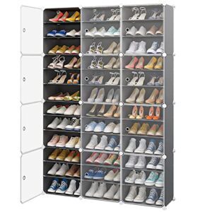 aeitc shoe rack organizer shoe storage cabinet narrow standing stackable space saver (72 pairs, grey)