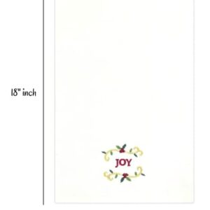 Serafina Home Christmas Holiday Fingertip Towels: Decorative Embroidered Peace, Joy, Merry, Bright with Gold Scroll on White Velour