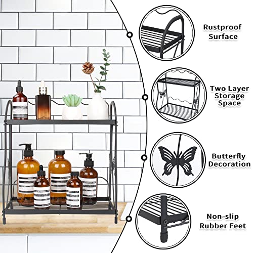 Bathroom Organizer Countertop, 2 Tier Bathroom Tray for Counter Organizer and Storage Shelf, Vanity Organizer Bathroom Counter Tray Kitchen Spice Rack Standing for Bathroom, Kitchen, Bedroom, Offices