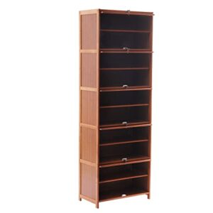 dyrabrest 10 tier bamboo freestanding shoes rack, tall nan bamboo laminate shoe storage cabinet with doors fashion heels sneakers shelf rack for entryway office living room