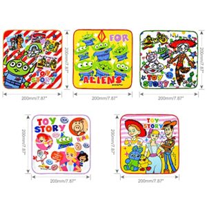 PSMILE 5PCS 20 X 20cm Colorful Cotton Towel Toy Story Series Cartoon Face Cloth Towel