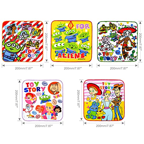 PSMILE 5PCS 20 X 20cm Colorful Cotton Towel Toy Story Series Cartoon Face Cloth Towel