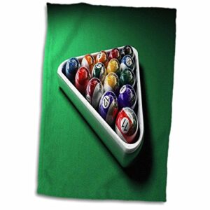 3d rose image of ballard balls on pool table hand towel, 15" x 22", multicolor