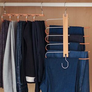 Houseke Magic Pants Hangers,Space Saving Closet Hangers 5 Layers 2 Uses Multi Functional Pants Rack,Clothes Organizer Rack for Clothes Trousers Scarves Ties(1 Pack)…