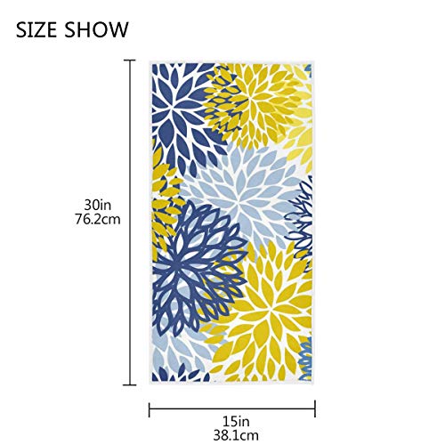 VIKKO Towels Hand Washcloths Polyester Fingertip Towel with Single-Sided Printing for Home Hotel Bathroom Decoration - 30x15 Inch (Blue Yellow Chrysanthemum Flowers)