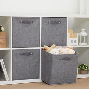 Bidtakay Cube Storage Baskets Large Storage Bins 4 Pack Cube Storage Organizer 13x13 Inches Stackable Cube Bins with Handle Grey Fabric Box for Closet Organizers Storage Shelves Home Office Nursery