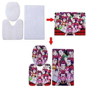 DIY Custom Bathroom 3 Piece Set Non Slip Toilet Pattern Toilet Seat Cover 3 Piece Set Bath Mat Bathroom Carpet，Bath Mat Sets 3 Piece Machine Washable