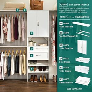 ClosetMaid SuiteSymphony Wood Drawer, Add On Accessory Shaker Style, for Storage, Closet, Clothes, 25" X 10", Pure White