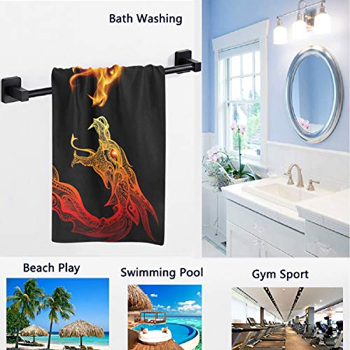 Naanle Chic Cool Two Fighting Roaring Dragon Soft Large Decorative Hand Towels Multipurpose for Bathroom, Hote, Gym and Spa (16" x 30",Black Red)