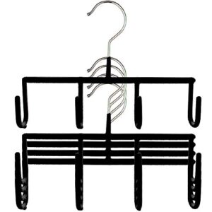mawa by reston lloyd non-slip space-saving clothes hanger for belts with 4 hooks, style gh, set of 5, black