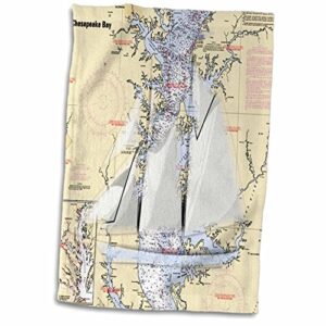 3d rose print of chart with sailboat and chesapeake bay twl_204864_1 towel, 15" x 22"