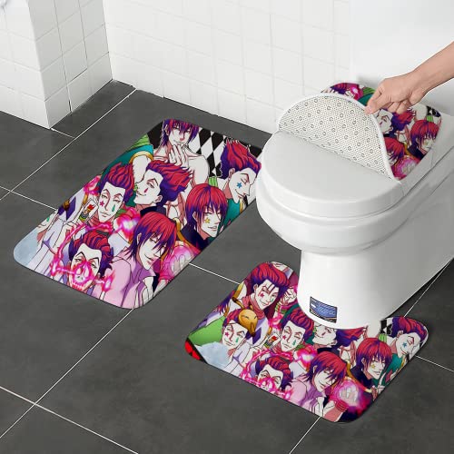 DIY Custom Bathroom 3-Piece Set 3D Non-Slip Toilet Pattern Toilet Cover 3-Piece Bath Mat Carpet，Personalized Toilet Three-Piece Set