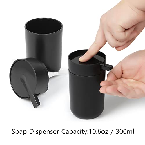 Bathroom Accessory Set, 6-Piece Toothbrush Holder, Toothbrush Cup, Garbage Trash Can, Soap Dispenser, Soap Dish and Toilet Brush Holder, Black