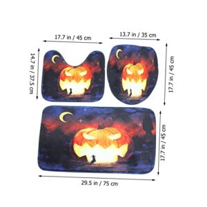 Homoyoyo 1 Set Toilet Seat Three Piece Set Toilet Cover Pad Pumpkin Shower Cushion Bathroom Mat Dropshipping Shower Curtain Polyester Bathroom Mat Kit Pumpkin Bathroom Mat