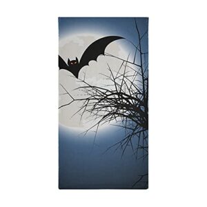 Absorbent Hand Towel Halloween Bat Spooky Tree Moon Decorative Guest Towels 2 Pieces Soft Face Fingertip Towels for Bathroom Hotel Gym and Spa - (28"x14")