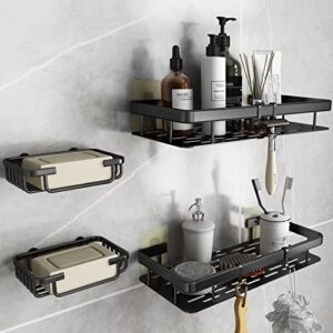 tgosomt shower caddy 4-pack, self adhesive shower shelf wall mounted, shower organizer for inside shower tile (black)