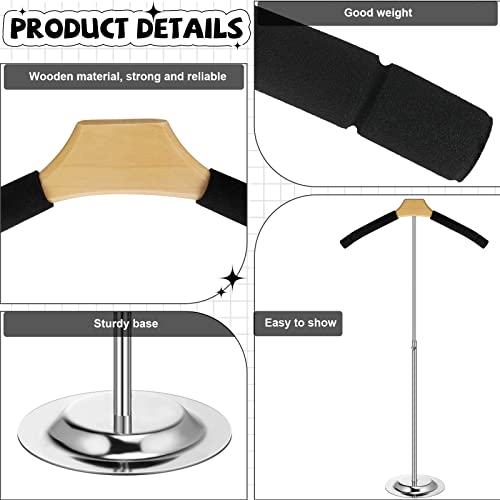 Qunclay Adjustable T Shirt Display Flexible Shoulder Stand Shirt Rack Portable Hanging Black Metal Clothes Hanger Rack for Clothing Garment Coat Retail Vendor, Height 16-27.9 Inch (1 Pcs)
