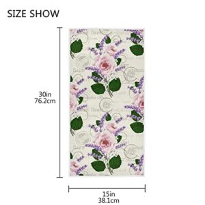 Wamika Women Spring Flowers Hand Bath Towel Shower Towels Set Peony Lavender Boho Floral Kitchen Hanging Gym Fingertip Bathroom Towel Highly Absorbent