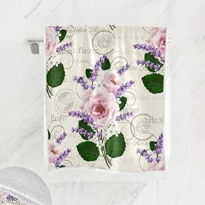 Wamika Women Spring Flowers Hand Bath Towel Shower Towels Set Peony Lavender Boho Floral Kitchen Hanging Gym Fingertip Bathroom Towel Highly Absorbent