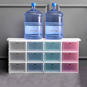 Yaoyodd19 Clothes Holder Clear PP Stackable Dust-Proof Flip Drawer Shoes Box Storage Container Organizer - Black