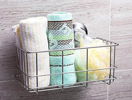 SANNO Suction Cups Shower Caddy Soap Holder Suction Hooks, Bathroom Wire Basket Caddy Accessories Storage Organizer Shelf for Shampoo, Soap,Conditioner-set of 3