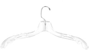 extra heavy-duty 17 inch wide clear plastic adult shirt hangers with swivel hook and notched shoulders (quantity 100) (100)
