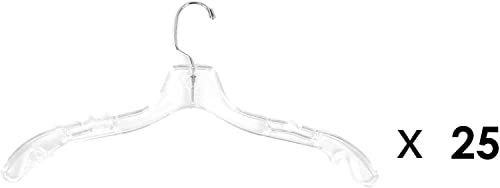 Extra Heavy-Duty 17 inch Wide Clear Plastic Adult Shirt Hangers with Swivel Hook and Notched Shoulders (Quantity 100) (100)