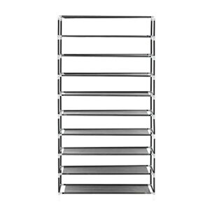 NEEMI 10 Tiers Shoe Rack Shoe Storage Cabinet with Dustproof Cover Free-Standing Metal Closet Shoe Storage Shelf Organizer, Hold 40-50 Pairs of Shoes, Gray