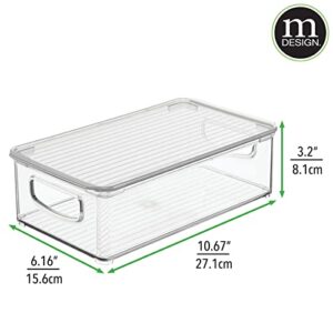 mDesign Plastic Storage Bin Box Container, Lid, Built-In Handles, Organization for Makeup, Hair Styling Tools, Accessories in Bathroom Cabinet, Cupboard Shelves, Ligne Collection, 4 Pack - Clear/Clear