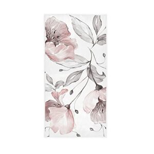 alaza pink rose gray leaves hand towels bathroom towel highly absorbent soft small bath towel decorative guest breathable fingertip towel for face gym spa 30 x 15 inch…