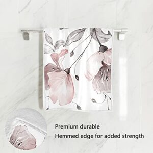 ALAZA Pink Rose Gray Leaves Hand Towels Bathroom Towel Highly Absorbent Soft Small Bath Towel Decorative Guest Breathable Fingertip Towel for Face Gym Spa 30 X 15 Inch…