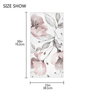 ALAZA Pink Rose Gray Leaves Hand Towels Bathroom Towel Highly Absorbent Soft Small Bath Towel Decorative Guest Breathable Fingertip Towel for Face Gym Spa 30 X 15 Inch…