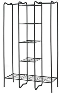 clothes rack with shelves, metal closet wardrobe clothes organizer, portable wardrobe closet for hanging clothes with hanging rods, freestanding wire shelving garment rack closet organizer and storage
