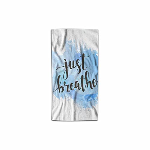 AOYEGO Just Breathe Hand Towel Inspirational Quote Overcome Stress Bathroom Clearance Lightweight Decorative 30X15 Inch Soft Polyester-Microfiber for Shower Kitchen Home