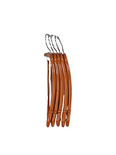 Cherry Finish Wood Suit Hanger with Locking Bar (Set of 5)