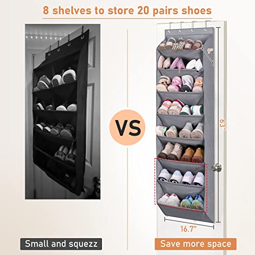 KEETDY 28 Large Clear Over The Door Shoe Rack and Door Shoe Organizer with 8 Deep Pockets