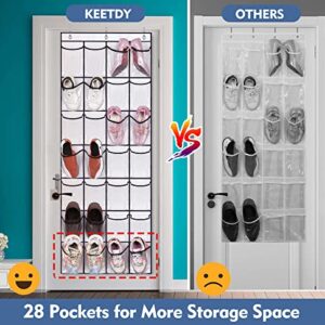 KEETDY 28 Large Clear Over The Door Shoe Rack and Door Shoe Organizer with 8 Deep Pockets