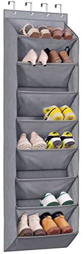 KEETDY 28 Large Clear Over The Door Shoe Rack and Door Shoe Organizer with 8 Deep Pockets