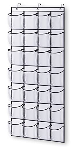 KEETDY 28 Large Clear Over The Door Shoe Rack and Door Shoe Organizer with 8 Deep Pockets