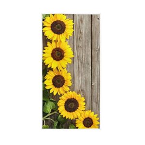 qugrl sunflowers board hand towels wooden kitchen dish towels, soft quality premium fingertip washcloths bathroom decor for guest hotel spa gym sport 30 x 15 inches
