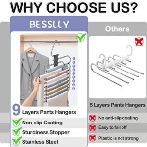 2 Pack Upgrade 9 Layers Pants Hangers Space Saving Black+2 Pack Tank Top Hangers Space Saving Metal Bra Organizer for Closet Organizer Dorm Room Essentials