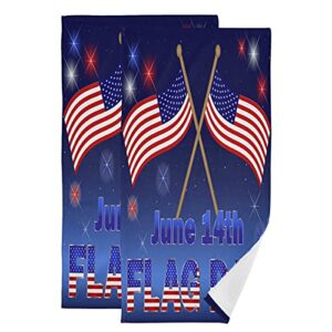 xigua 2pcs polyester hand towels soft and absorbent for hotel spa beach bathroom fingertip towel,flag day beautiful text and fireworks