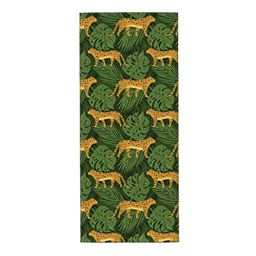 UNRAKD Microfiber Washcloths Towel Cute Leopards and Tropical Leaves Soft and Absorbent, Machine Washable Hand Towel for Bathroom, Spa, and Gym Towel