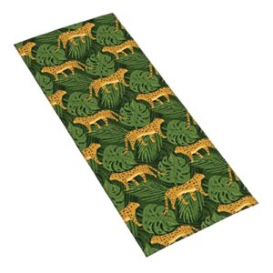 UNRAKD Microfiber Washcloths Towel Cute Leopards and Tropical Leaves Soft and Absorbent, Machine Washable Hand Towel for Bathroom, Spa, and Gym Towel