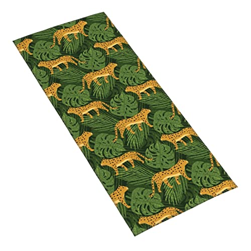 UNRAKD Microfiber Washcloths Towel Cute Leopards and Tropical Leaves Soft and Absorbent, Machine Washable Hand Towel for Bathroom, Spa, and Gym Towel