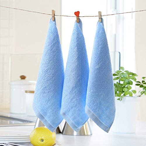 KORADA Luxury Bamboo Washcloth Towel Set 5 Pack for Bathroom-Hotel-Spa-Kitchen Multi-Purpose Fingertip Towels & Face Cloths 10'' x 10''