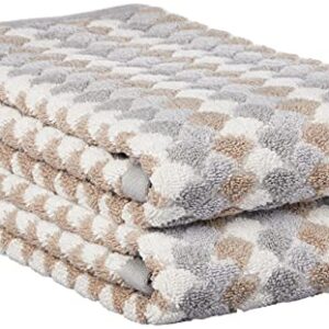 Violet Linen Mirage Pattern, 100% Terry Plush 600 GSM Cotton Super Soft Highly Absorbent Jacquard Fashion Towel, Premium Hotel & Spa Quality, 20 Inch X 30 Inch, Taupe-Set of 2 Hand Towels, 20" X 30"