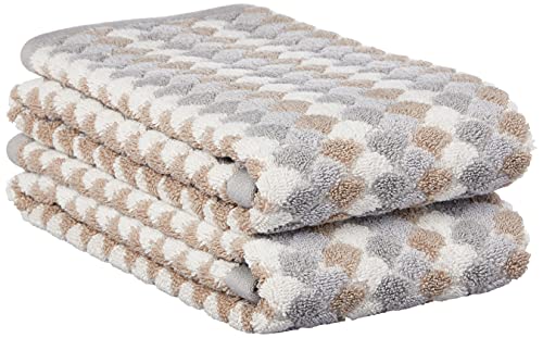 Violet Linen Mirage Pattern, 100% Terry Plush 600 GSM Cotton Super Soft Highly Absorbent Jacquard Fashion Towel, Premium Hotel & Spa Quality, 20 Inch X 30 Inch, Taupe-Set of 2 Hand Towels, 20" X 30"